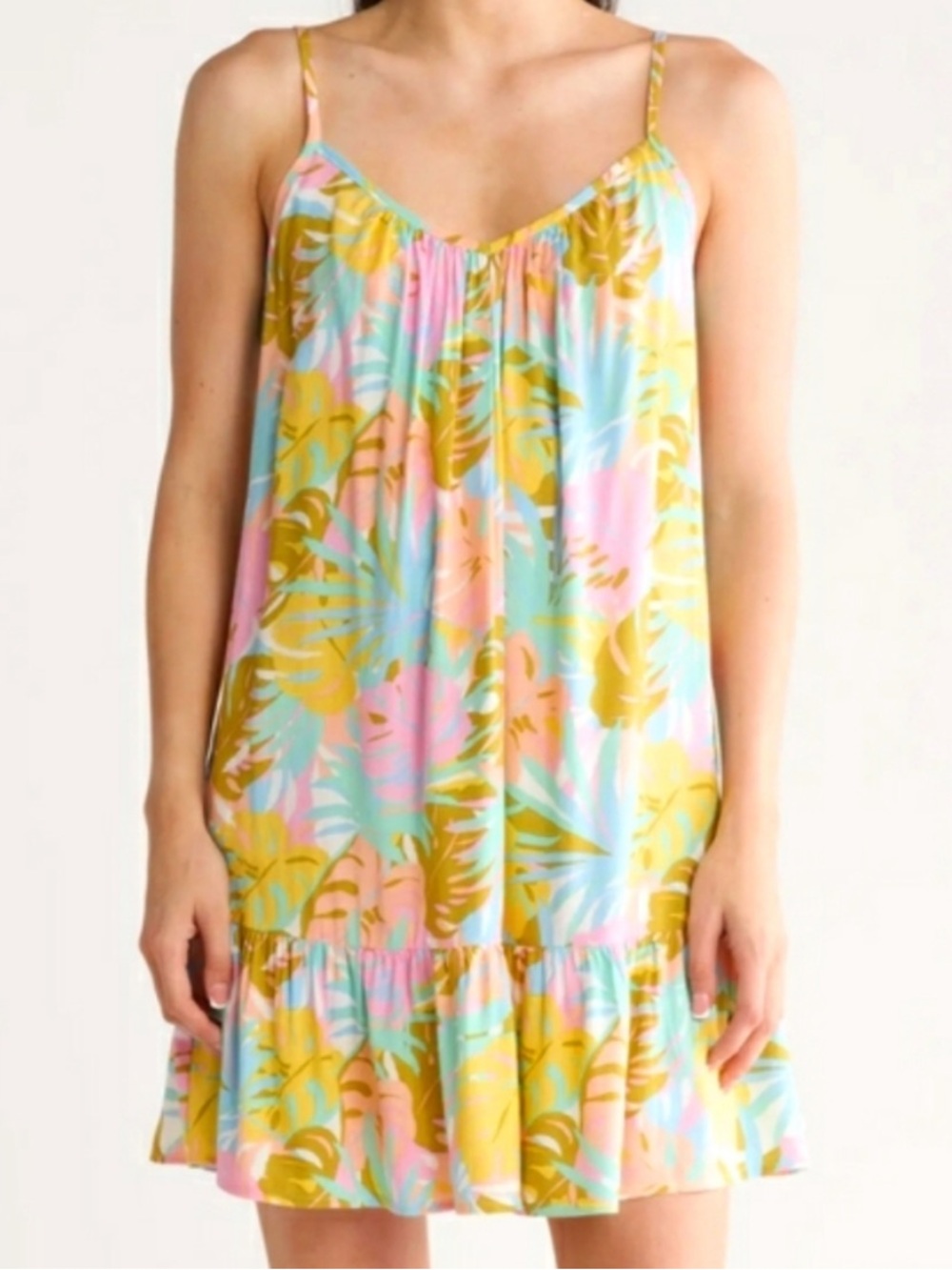 Billabong Sunny Daze Mini Sundress/
Coverup  Size XS Palm Print Beach